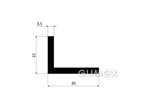 Gumový profil tvaru "L", 20x27/3mm, 70°ShA, EPDM, -40°C/+100°C,čierny